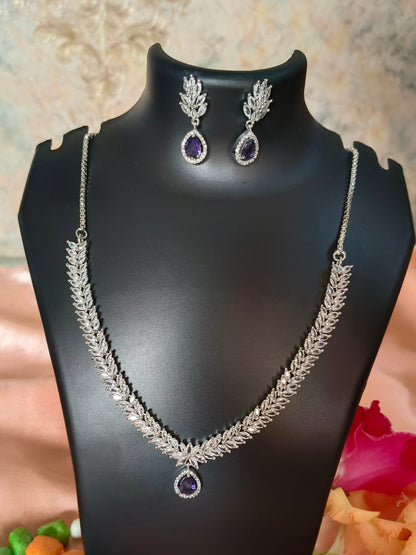 Ananya Purple White Necklace Aadya's Fashion Blings