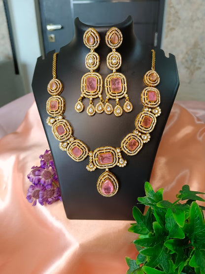 Monalisa Pink Necklace Aadya's Fashion Blings