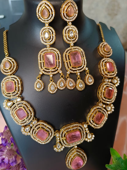 Monalisa Pink Necklace Aadya's Fashion Blings