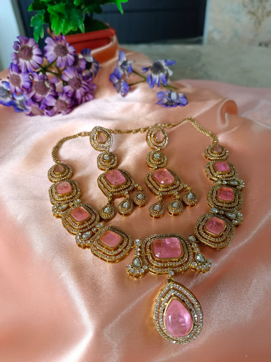 Monalisa Pink Necklace Aadya's Fashion Blings