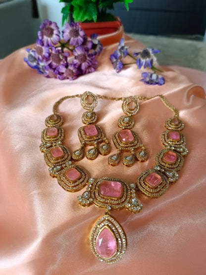Monalisa Pink Necklace Aadya's Fashion Blings