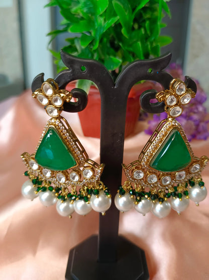 Emerald Mehreen Drops Earrings Aadya's Fashion Blings