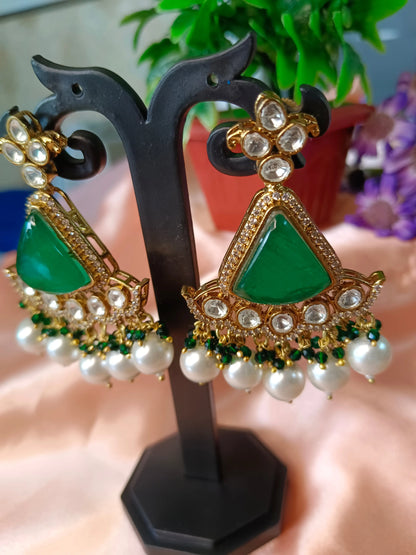 Emerald Mehreen Drops Earrings Aadya's Fashion Blings