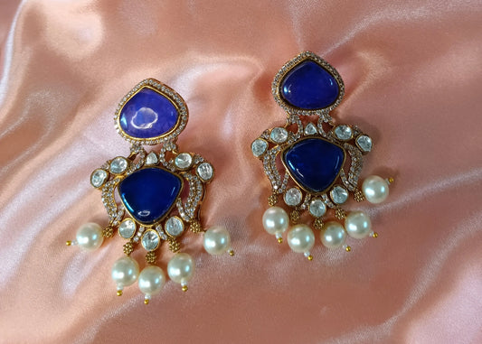 Blue Mirage Moissanite Earrings Aadya's Fashion Blings