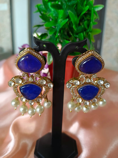 Blue Mirage Moissanite Earrings Aadya's Fashion Blings