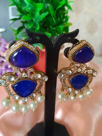 Blue Mirage Moissanite Earrings Aadya's Fashion Blings