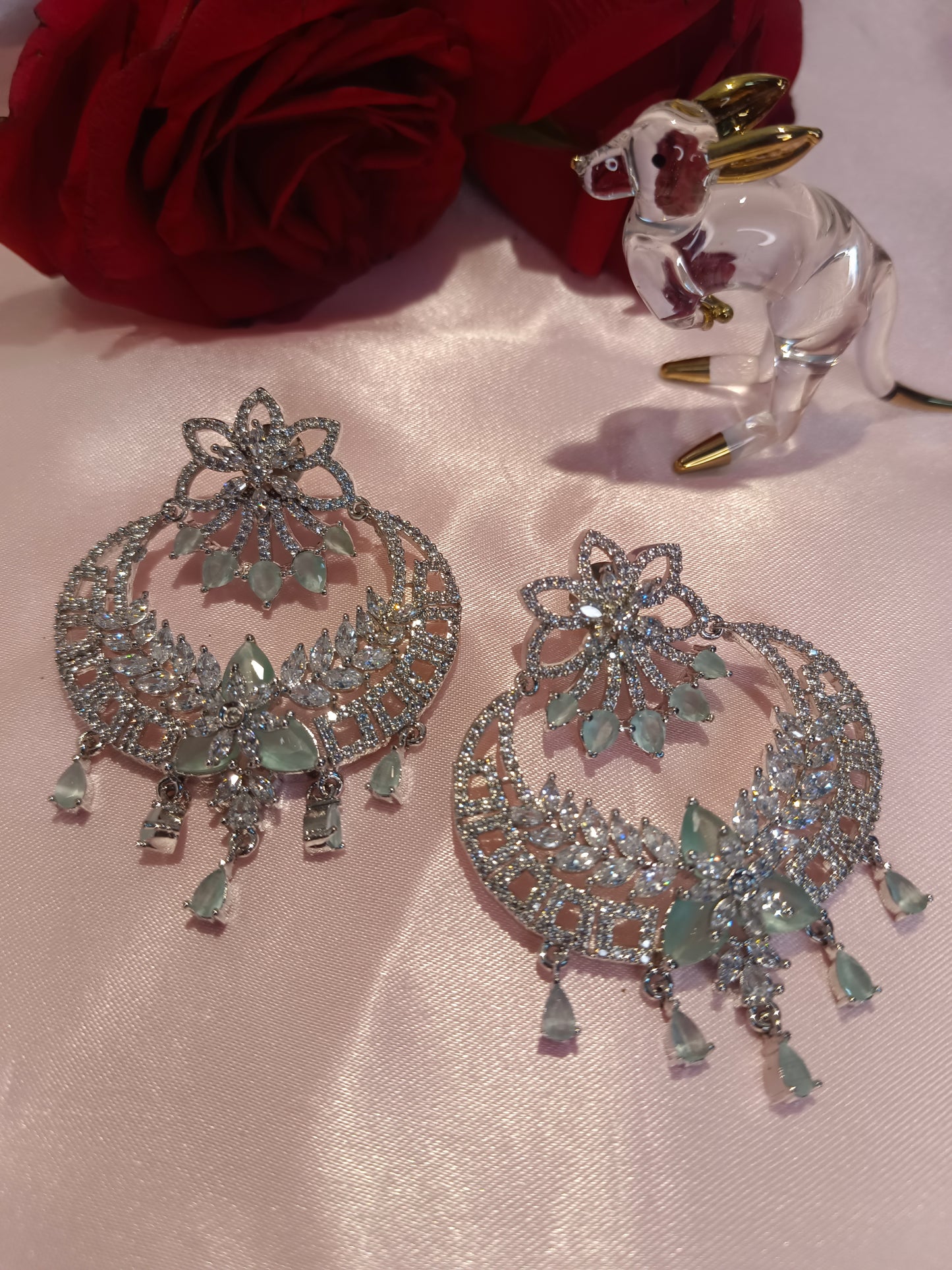 Aahana White Turquoise Chandbalis