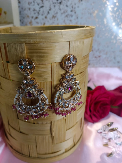 Aashi Pink Kundan Earrings Aadya's Fashion Blings