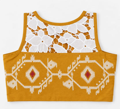 Lakshmi Yellow Jamdani Work Blouse Aadya's Fashion Blings