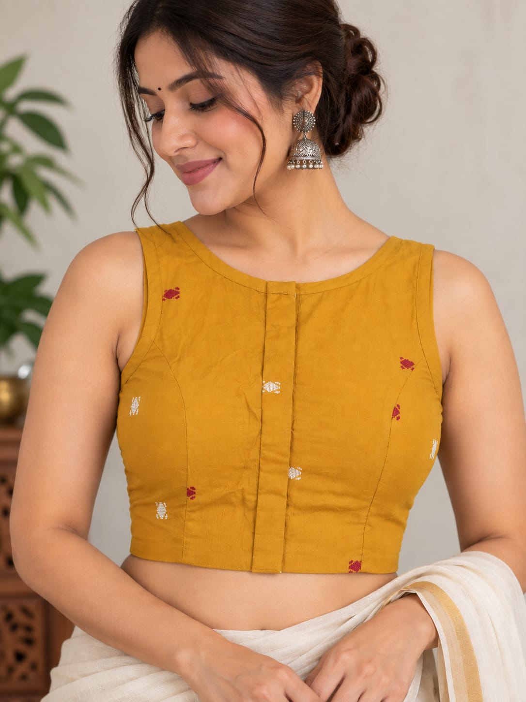 Lakshmi Yellow Jamdani Work Blouse Aadya's Fashion Blings