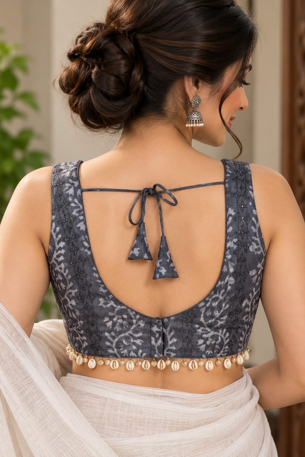 Nisha Gray Blouse- Shells Aadya's Fashion Blings