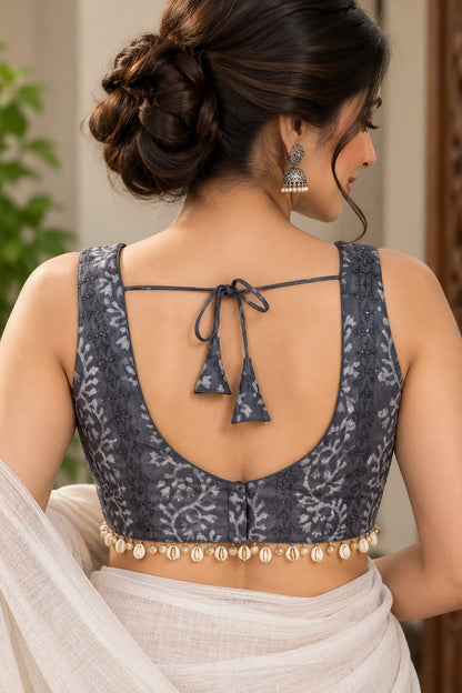 Nisha Gray Blouse- Shells Aadya's Fashion Blings