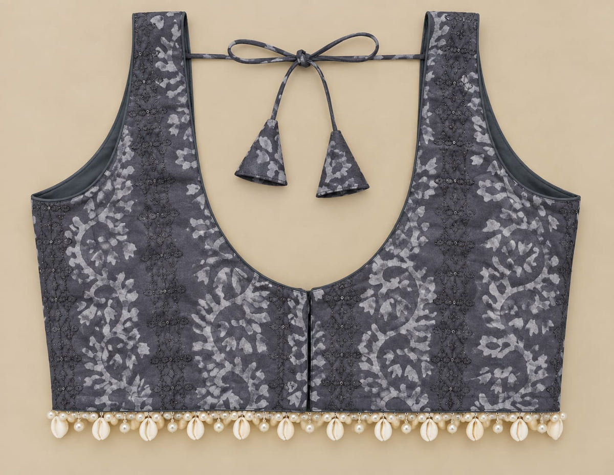 Nisha Gray Blouse- Shells Aadya's Fashion Blings