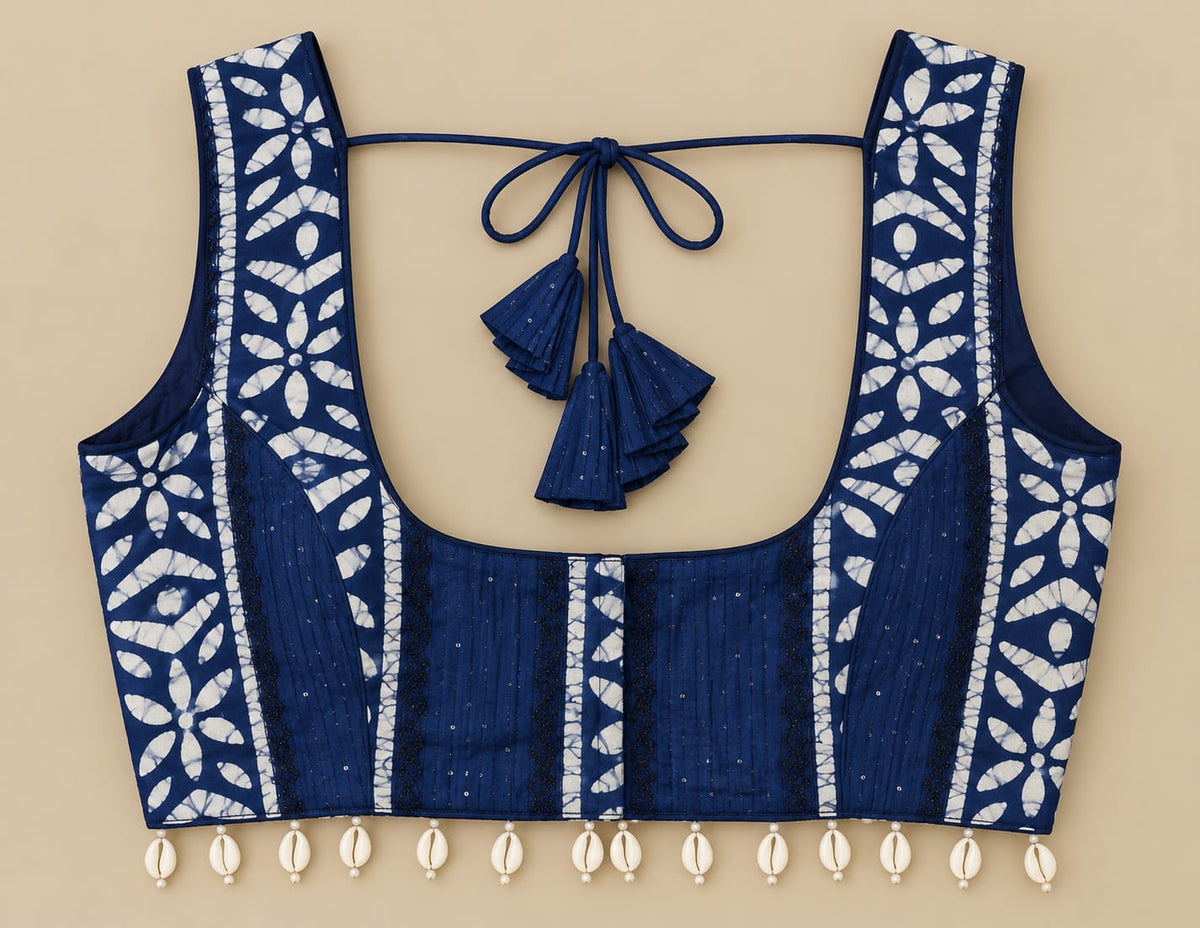Nitu Navy Blue Shell & Dori Blouse Aadya's Fashion Blings