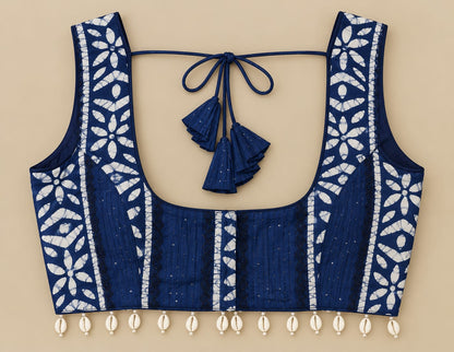 Nitu Navy Blue Shell & Dori Blouse Aadya's Fashion Blings