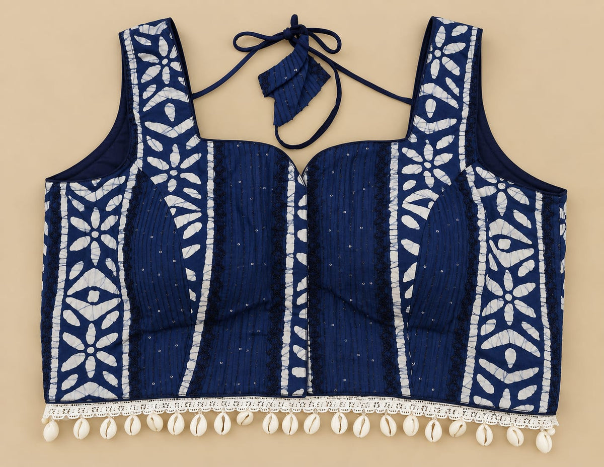 Nitu Navy Blue Shell & Dori Blouse Aadya's Fashion Blings