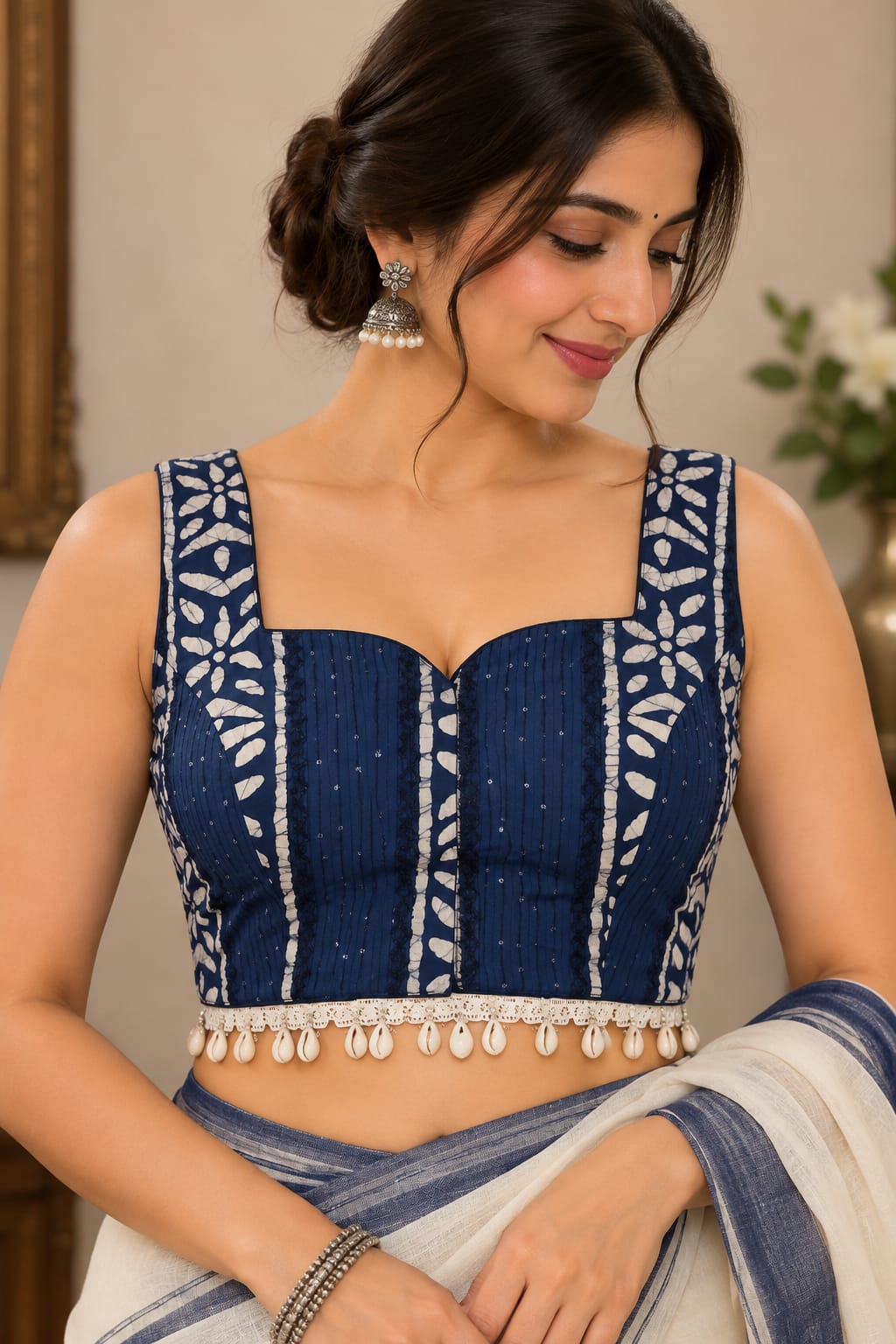Nitu Navy Blue Shell & Dori Blouse Aadya's Fashion Blings