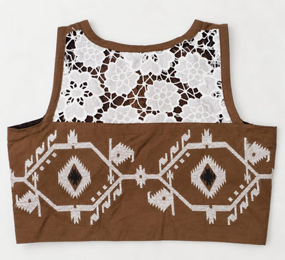 Rashmi Brown Jamdani Work Blouse Aadya's Fashion Blings