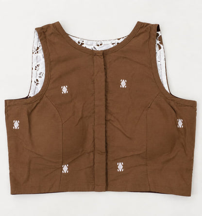 Rashmi Brown Jamdani Work Blouse Aadya's Fashion Blings