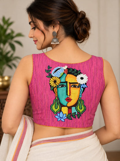 Sakshi Pink Handpainted Blouse Aadya's Fashion Blings