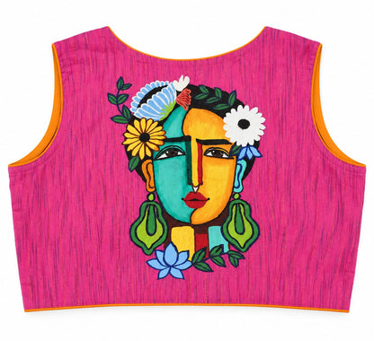 Sakshi Pink Handpainted Blouse Aadya's Fashion Blings