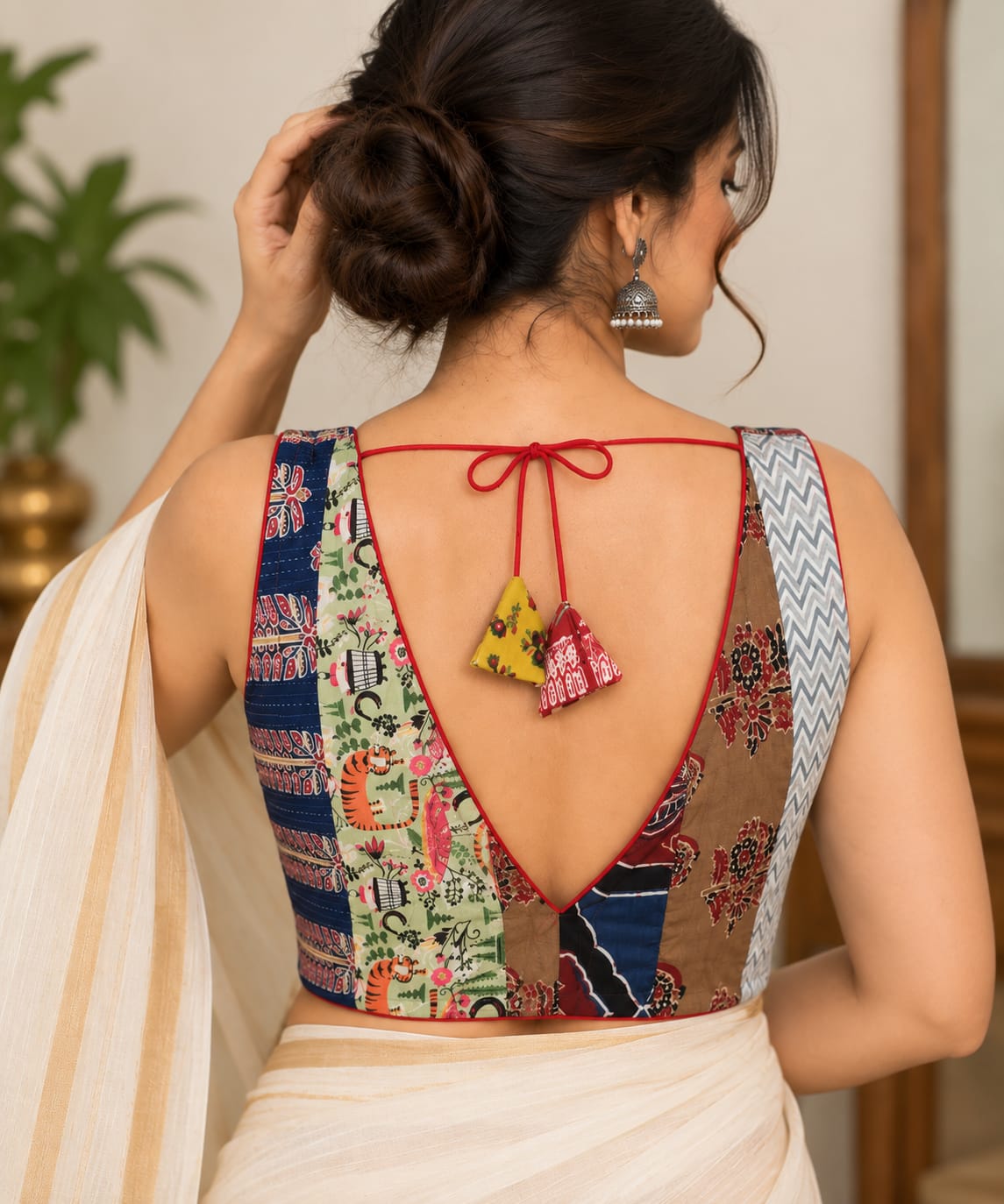 Sarika Multicolour Patchwork Blouse Aadya's Fashion Blings