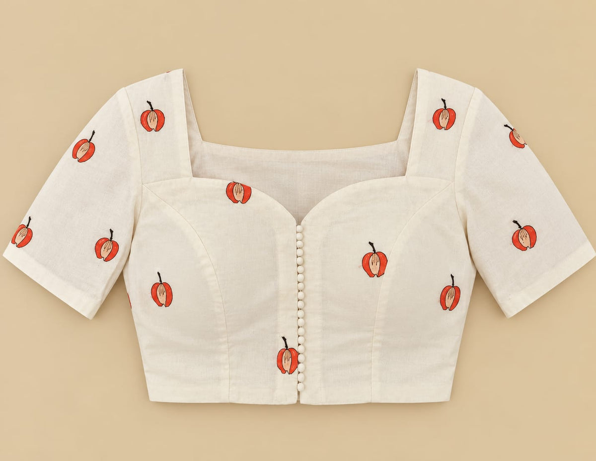 Shiba Orange Korra Back Embroidery Blouse Aadya's Fashion Blings
