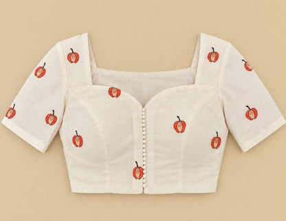 Shiba Orange Korra Back Embroidery Blouse Aadya's Fashion Blings