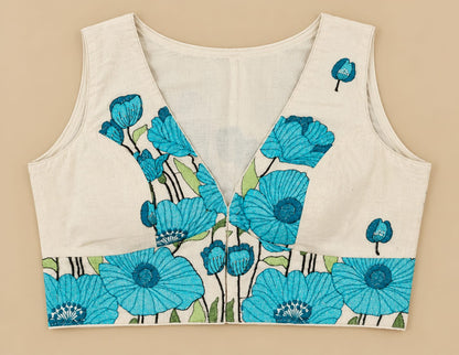 Siya Blue & Light Green Embroidery Blouse Aadya's Fashion Blings