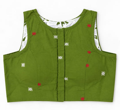 Toshi Green Jamdani Work Blouse Aadya's Fashion Blings