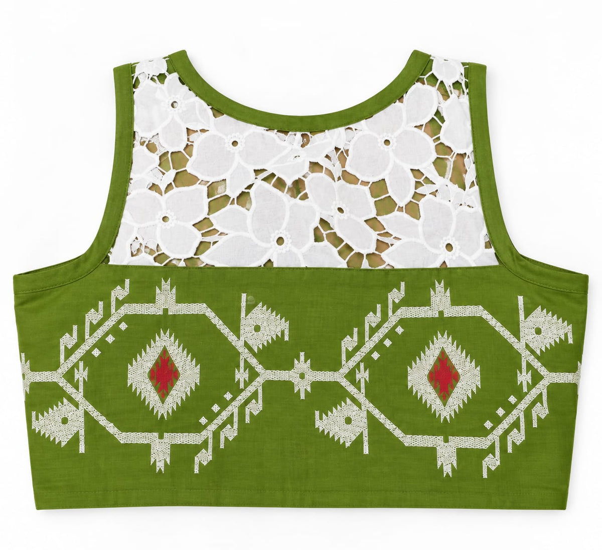Toshi Green Jamdani Work Blouse Aadya's Fashion Blings