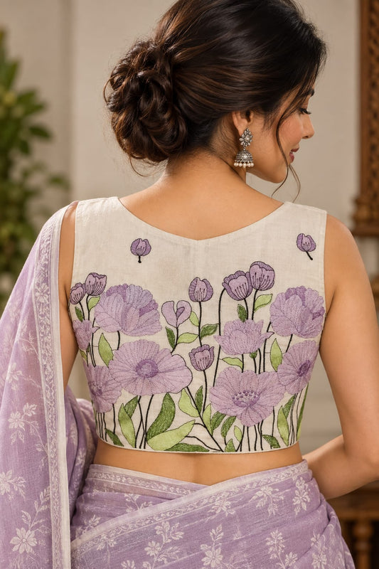 Vibha Purple Back Embroidery Blouse Aadya's Fashion Blings