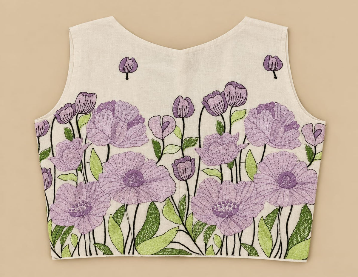 Vibha Purple Back Embroidery Blouse Aadya's Fashion Blings