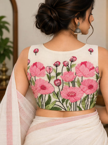 Siya Pink Embroidery Blouse Aadya's Fashion Blings