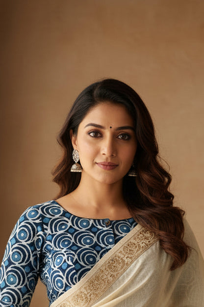 Kalyani Indigo Blouse Aadya's Fashion Blings