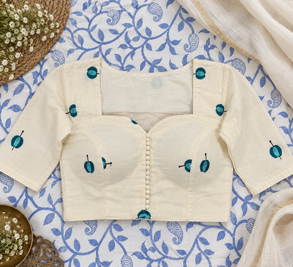 Shiba Blue Korra Back Embroidery Blouse Aadya's Fashion Blings