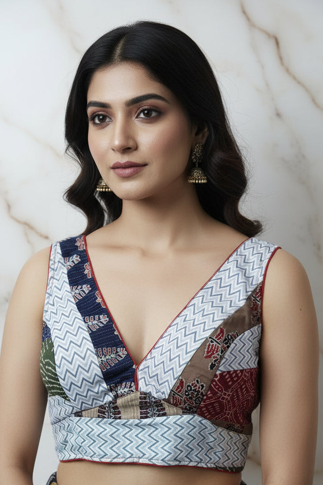 Ruchika Multicolour Patchwork Blouse Aadya's Fashion Blings
