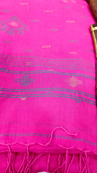 Nirmala Pink Handwoven Jamdani Aadya's Fashion Blings