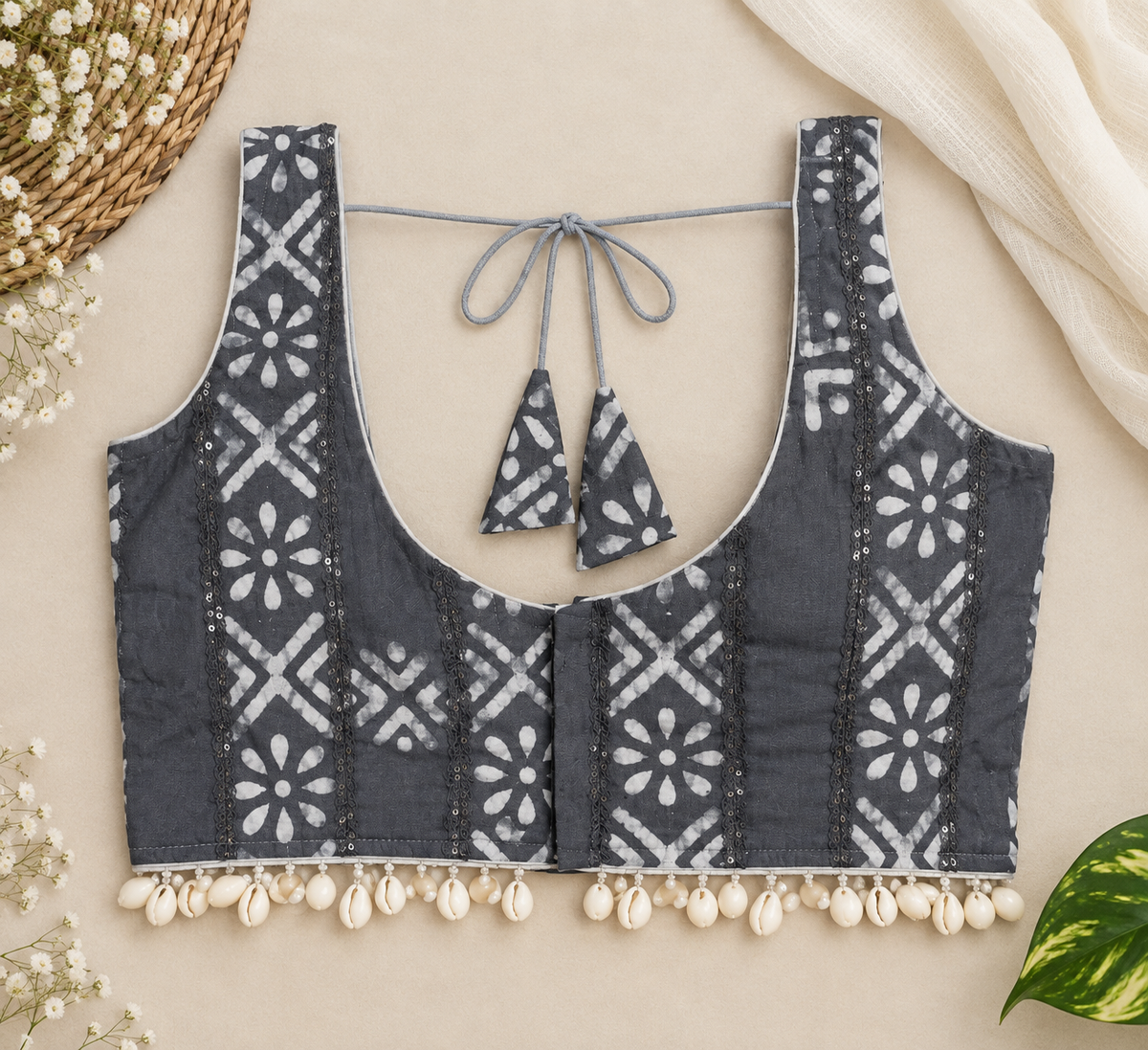 Nishita Grey Blouse - Shells Aadya's Fashion Blings