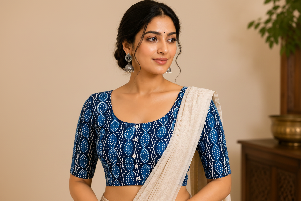 Sharvari Indigo Blouse Aadya's Fashion Blings
