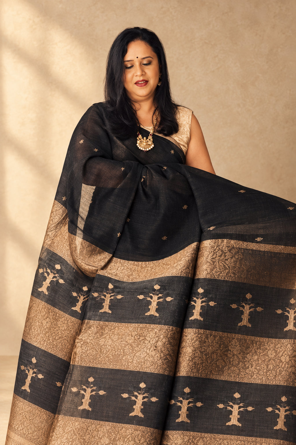 Tipala Black Cotton Silk Handwoven Saree Aadya's Fashion Blings