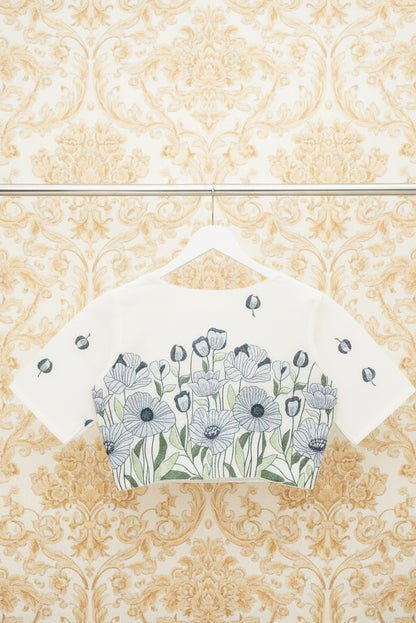 Ivory Embroidered Cotton Blouse Aadya's Fashion Blings