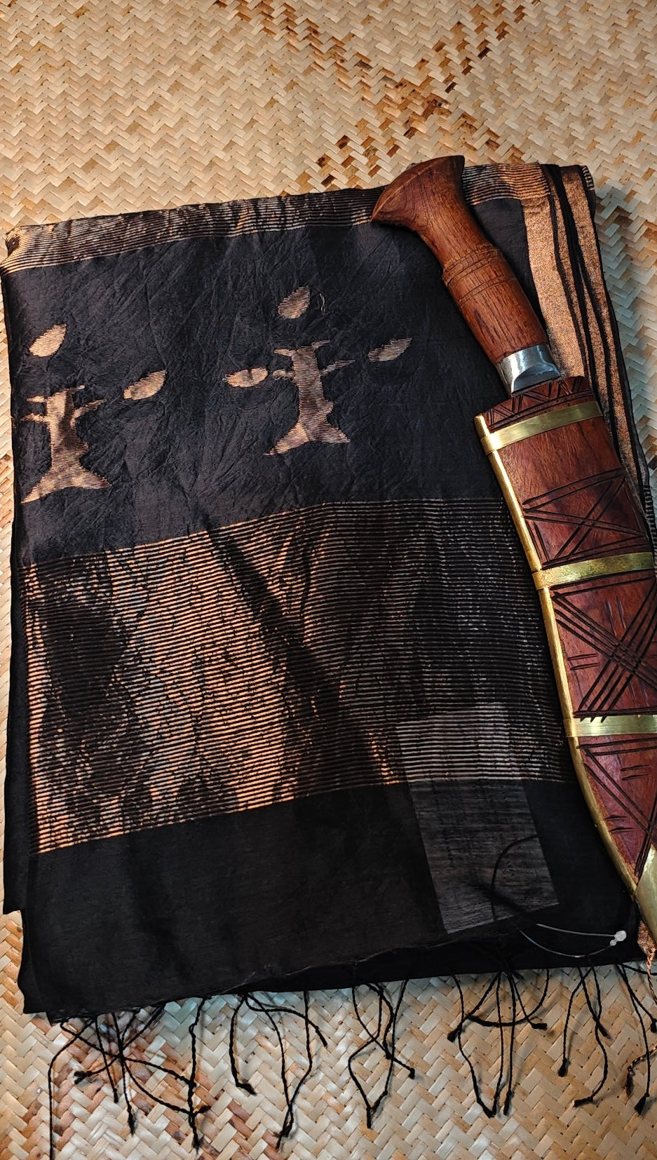 Tipala Black Cotton Silk Handwoven Saree Aadya's Fashion Blings