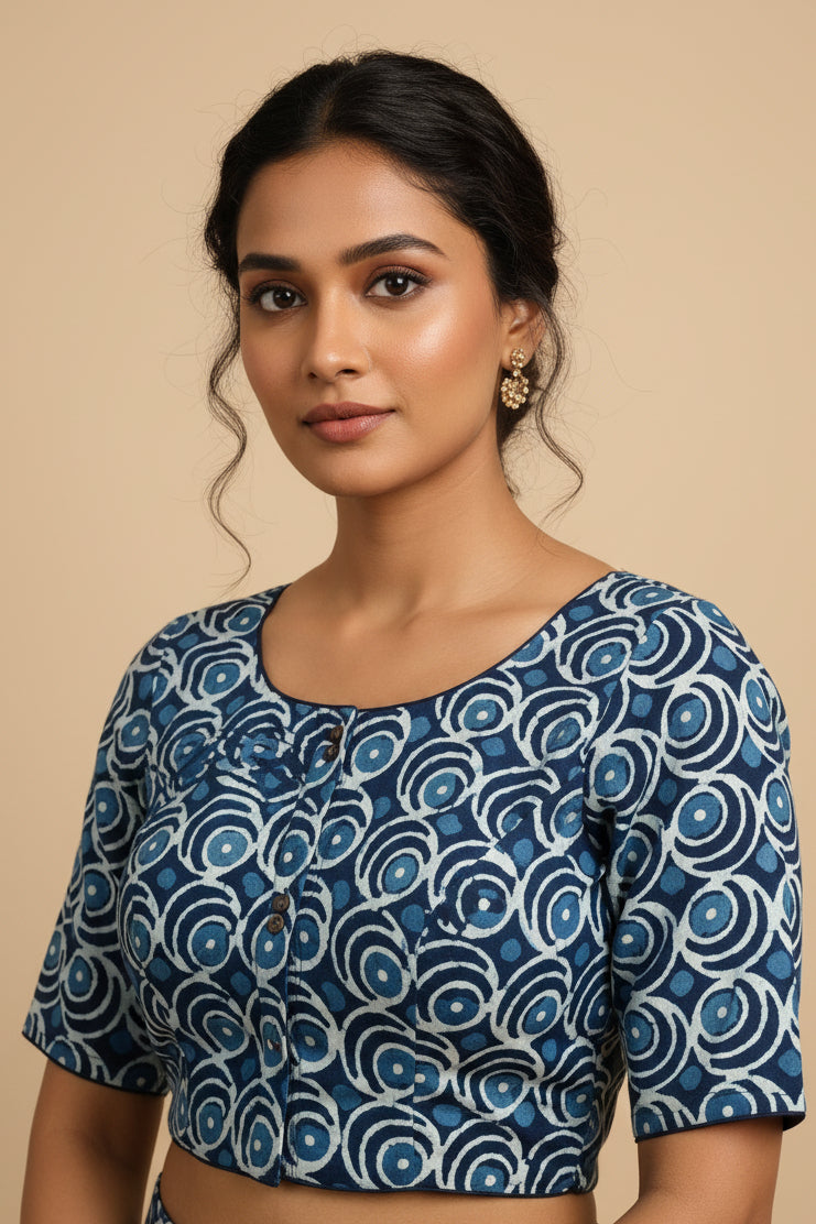 Kalyani Indigo Blouse Aadya's Fashion Blings