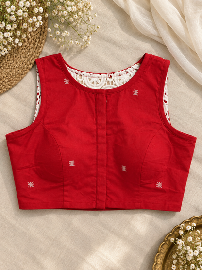 Rita Cutwork Red Blouse Aadya's Fashion Blings