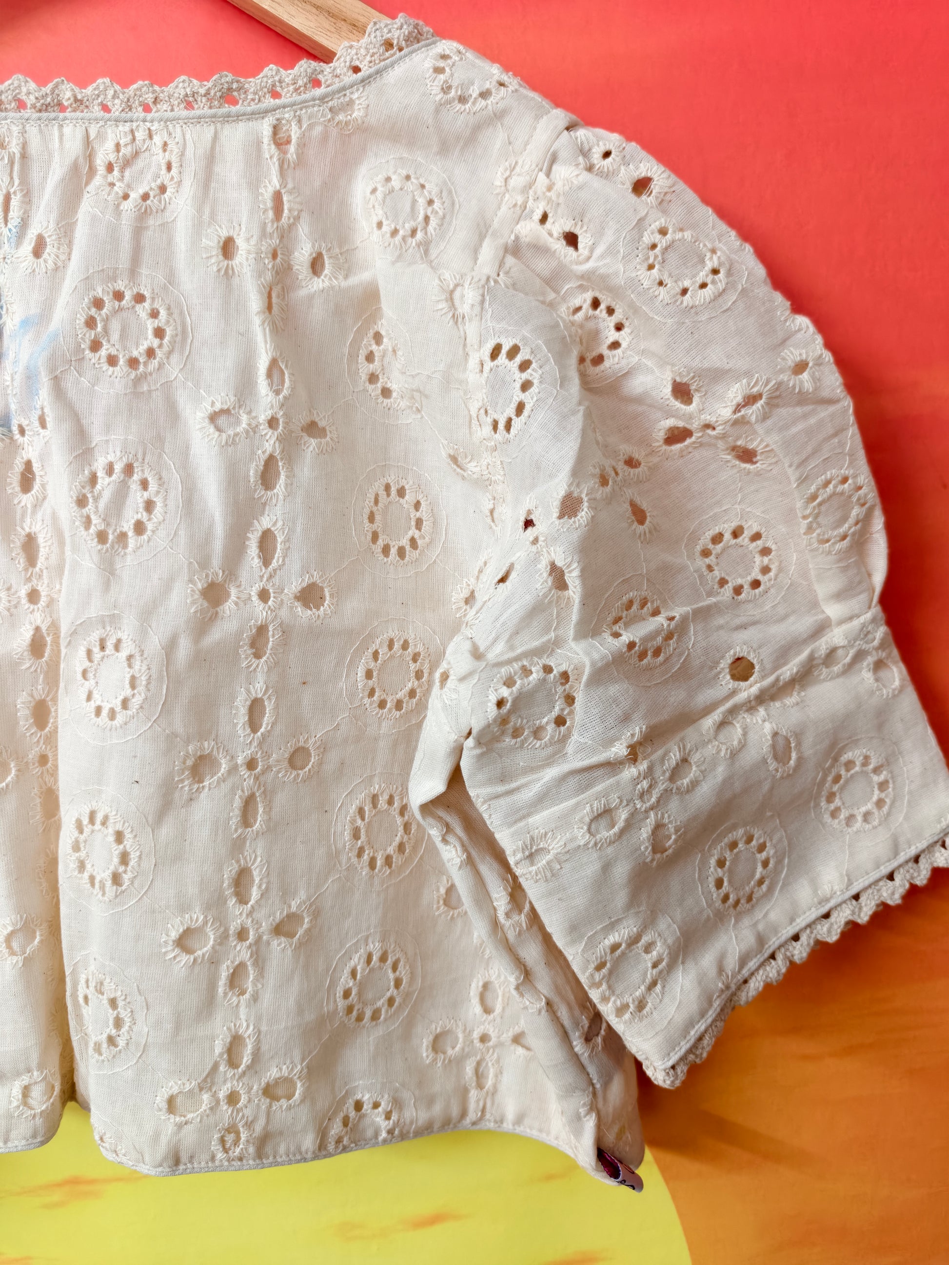 Hakoba Floral Cutwork Puff Sleeve Blouse Aadya's Fashion Blings