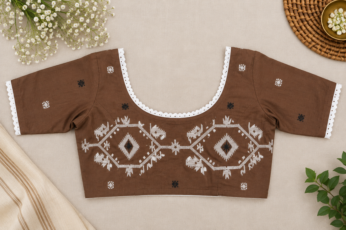 Mitu Jamdani Work Blouse Aadya's Fashion Blings