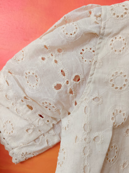 Hakoba Floral Cutwork Puff Sleeve Blouse Aadya's Fashion Blings