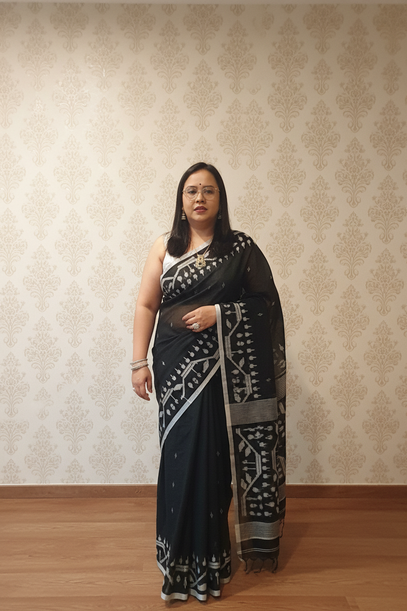 Saree Model - Original Face, New Background